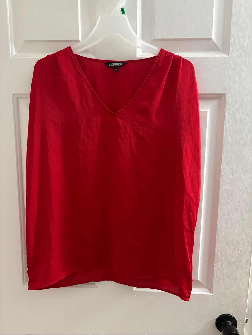 Express Red V-Neck Long Sleeve Blouse
